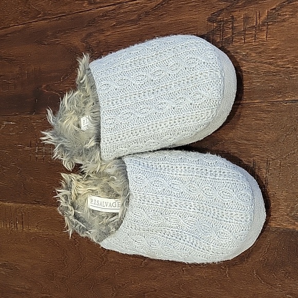 PJ Salvage Faux Fur Trimmed Cable Knit Slippers - Picture 2 of 5